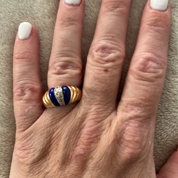 Lapis Lazuli 14KT gold with diamonds - Picture 2 of 4